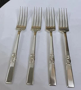 Vintage 4 Oneida Community Silver Plate MORNING STAR 19cm Dinner Forks Cutlery - Picture 1 of 6