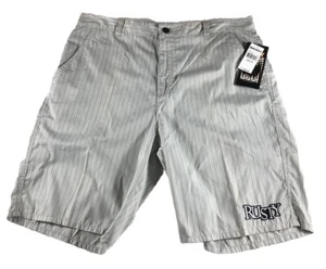 Rusty Long Shorts Mens Size 38 Grey Plaid Chino Pockets Cholo Y2K Surf Skate - Picture 1 of 7