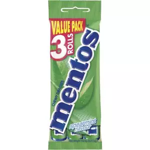 Mentos Chewy Mints Spearmint Rolls 3 Pack - Picture 1 of 2