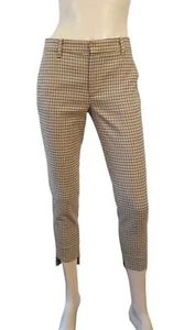 ZARA WOMAN Beige Check Print Cropped Step Hem Skinny Pants 4 - Picture 1 of 5