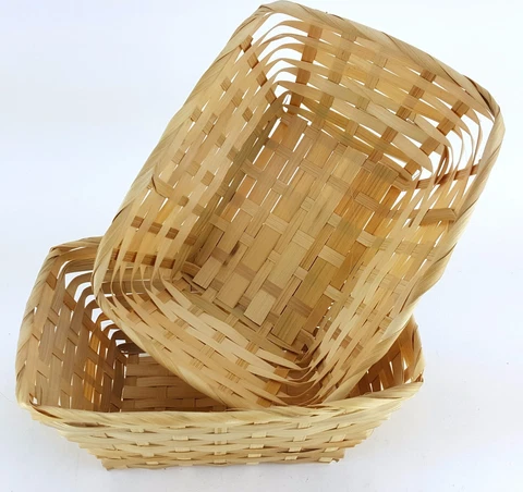 2 PACK LOT RECTANGULAR WICKER BASKET RATTAN WOVEN PLAIN 4" X 7" X 10" Cover