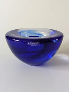 Kosta Boda Atoll Votive Bowl Cobalt Blue Anna Ehrner Swedish Glassworks Ocean - Picture 1 of 8