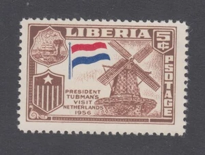 Liberia # 368 MNH 1958 Flag Issue With "PSOTAGE" ERROR Netherlands Windmill - Picture 1 of 1