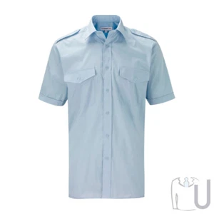 Mens Pilot/Security Shirt Long & Short Sleeve White or Sky Blue - Picture 1 of 1