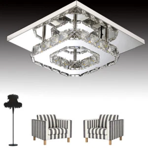 LED Crystal Ceiling Light Modern Minimalist Living Room Bedroom Lights Lamp UK - Picture 1 of 10