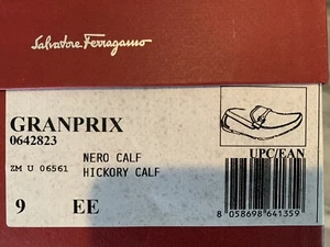 Salvatore Ferragamo Granprix Driving Shoes Loafer 9 EE Nero Hickory Black Parigi - Picture 1 of 12