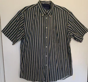 John Ashford Stripped Large Men Button Down Short Sleeve Chest 44" Length 31” - Picture 1 of 7