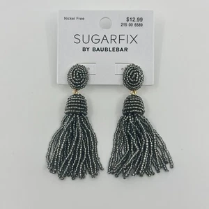 Pendientes Sugarfix By Baublebar Negro Gris Cuentas Borla Cuelga Declaración - Imagen 1 de 9