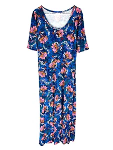 LuLaRoe Ana Abito Donna 2XL Blu Floreale Maxi Lungo Elasticizzato Boho Artsy Divertente Nuovo con etichette - Foto 1 di 4
