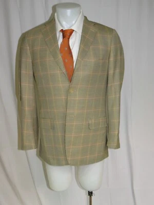 Isaia Base S Silk Blend Check Overplaid Three Button Sport Coat 38R - Image 1 of 4