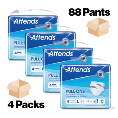 Adult Nappies Incontinence Pull up Pants ATTENDS 4L LARGE 4 PACKS OF 22 - Image 1 of 4