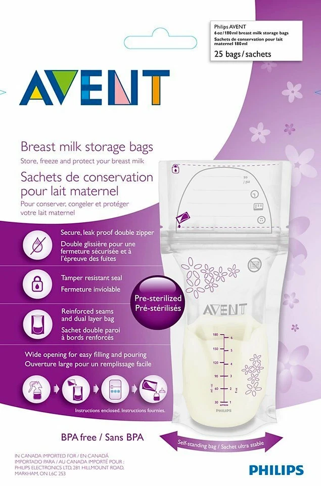 Avent - Breast Milk Storage Bags 25 PACK Store Sachets 180ml Sterilised Feeding - Image 1 of 1