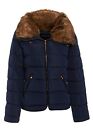 New Women Fur Hooded Ladies Quilted Puffa Jacket Bubble Bomber Coat Size 8-14