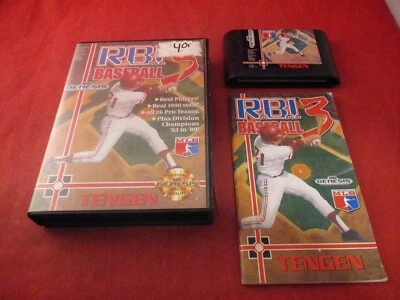 R.B.I. Baseball 3 (Sega Genesis, 1991) COMPLETE w/ Box manual game WORKS!  - Image 1 of 2