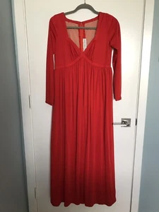 70er MOD drapiertes Lagenlook Maxikleid Robert David Morton ROT POLYESTER Retro - Bild 1 von 7