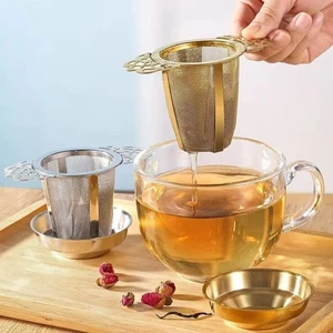 Double-layer Double Ear Tea Infuser Fine Mesh Tea Strainers with Tray Handles - Picture 1 of 17