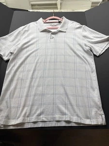 Polo de golf TASSO ELBA para hombre XL blanco estampado cuadrado manga corta suave - Imagen 1 de 3
