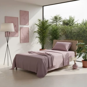 Completo letto singolo cotone malva rosa - Imagen 1 de 5