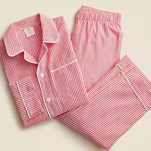 J.Crew Crew Cuts Kids Long-sleeve Pajama Set Poplin Red and White Stripe XL NWOT - Picture 1 of 5