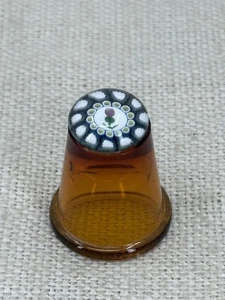 VINTAGE CAITHNESS amber glass millefiori thistle thimble - Picture 1 of 8
