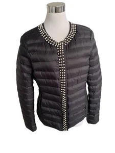 Festliche Steppjacke in Schwarz Mit Strasssteinen und Perlen Gr L - Bild 1 von 4