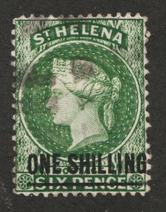 1882 St. Helena - Sc# 32 - One Shilling on Six Pence, QV. Used Cv$30.00 - Picture 1 of 1