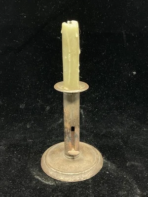Antique Late 19th Century 1800s Hog Scraper Pushup Candlestick 5” Period Candle - Image 1 of 4
