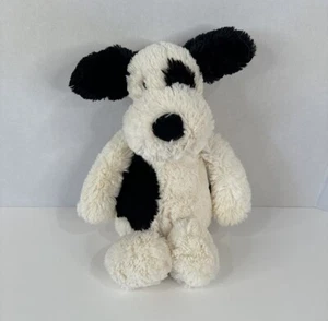 Jellycat Bashful Black White Puppy Dog 12” Plush Eye Spot Stuffed Animal Toy - Picture 1 of 11