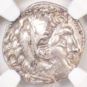 Alexander the Great AR Drachm Greek Silver Coin 336 BC - Certified NGC Choice AU - Picture 1 of 4