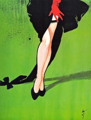 Meias Rene Gruau Moda Ilustração Estampa Elegante Pernas Estilo Pin-Up - Imagem 1 de 2