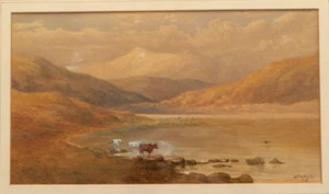 Acuarela W P H Foster (fl 1868-1889). Snowdon From The Lake 1873. Capel Curig - Imagen 1 de 5