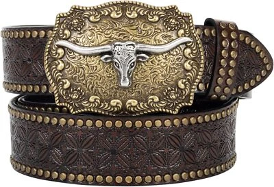 Western-Cowboy-Belts for Men/Women - Mens for 34 to 38" waist Dark Brown - Image 1 of 4