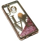 For Samsung Galaxy A21 Rose Gold Love Moving Glitter Heart Liquid Waterfall Case