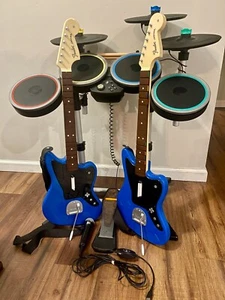 Rock Band 4 PS4/PS5 Kit w/ Pro Cymbal, 2 Fender Jaguar Guitars, USB Mic – Tested - Picture 1 of 18