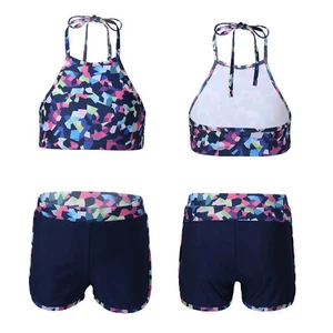 Kid Girl 2 Pieces Athletic Dance Outfits Sport Tank Top and Shorts Set Swimsuit - Picture 1 of 158