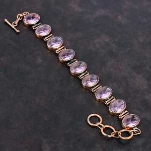 Pulsera ajustable de 6,0" para regalo de cumpleaños de cobre joyas de piedras preciosas de kuncita rosa - Imagen 1 de 6