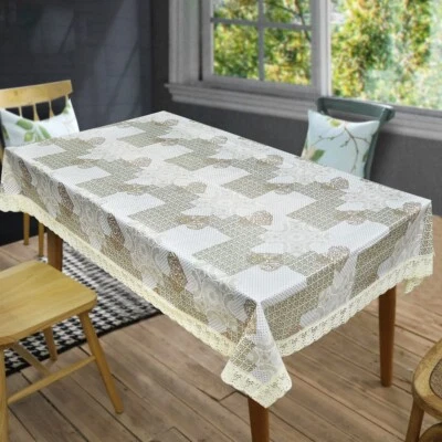 Dining Table Cover, 60" X 90", 6 Seater  Table Cover Trim Lace AU - Image 1 of 3