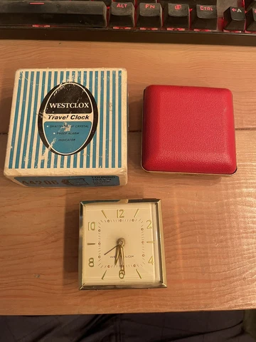 Westclox #44206 Pocket Watch With Box And Case All Original Red Luminous Cover