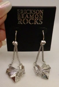 Erickson Beamon Rocksđź’—Helen of Troy Silver Toned Crystal Pyramid Drop Earrings - Picture 1 of 8