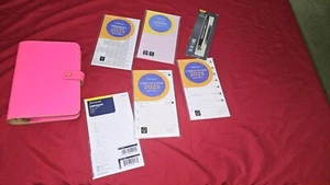 Pink Fluoro Neon Genuine Leather Filofax Personal Organiser 5 New Refils And Pen - Picture 1 of 20