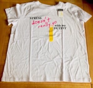 Ladies Women’s Girls Primark Slogan T-Shirt Size L 14-16 White Blouse Tee Top