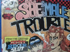 SHEMALE TROUBLE #1 ULTIMO GASP 1992 OPERA D'ARTE DI JOHN HOWARD RARA - Foto 1 di 1