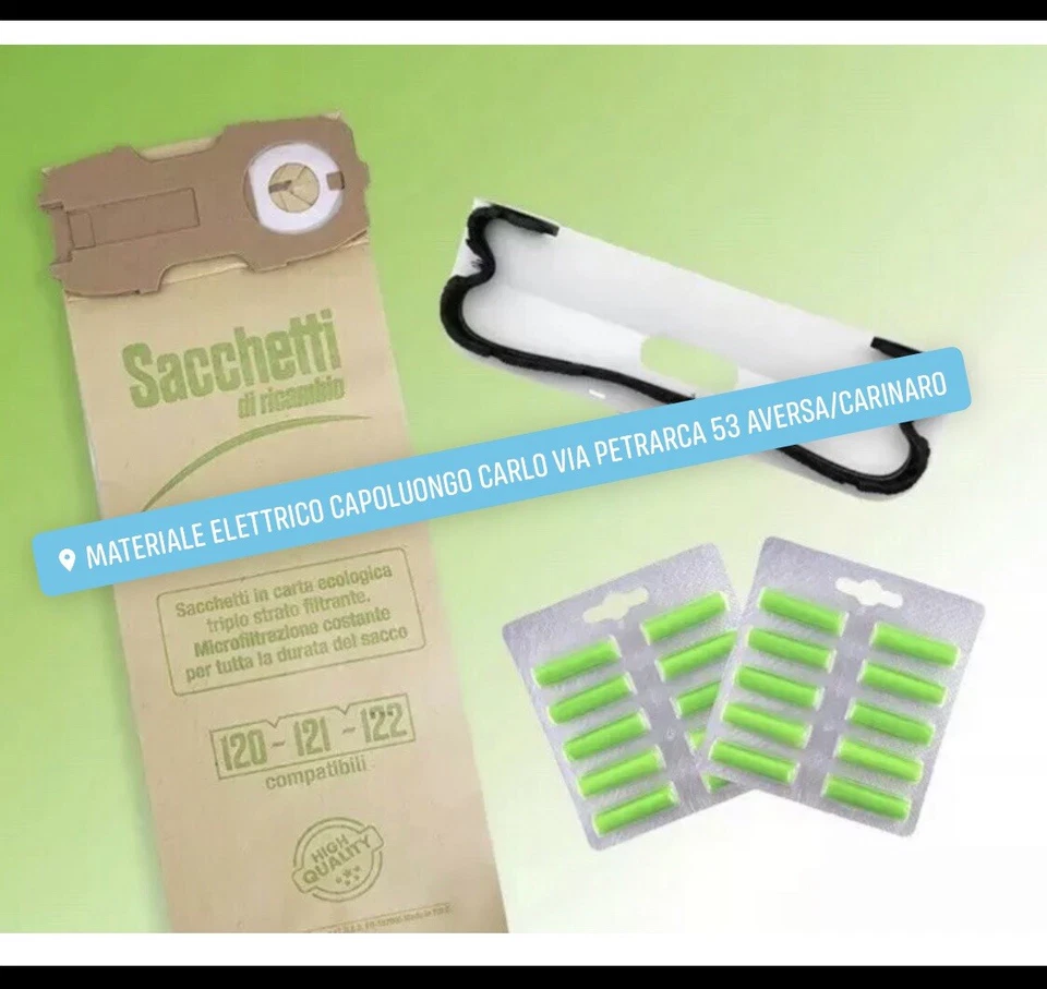 TIPO VORWERK SACCHETTI FOLLETTO VK 120 VK 121 VK 122 16PZ+20 PROFUMI+ SPAZZOLA SETOLE VORWERK