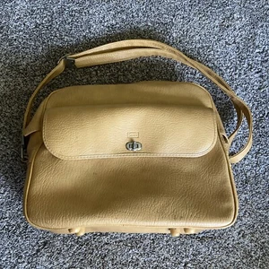 Vintage Sears Yellow Gold Mustard Shoulder Tote Carry on Travel Luggage Bag - Picture 1 of 9