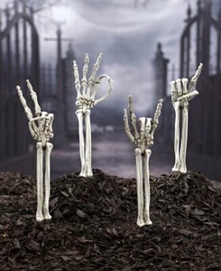 SKELETT HANDSYMBOL ARM GARTENHOF PFAHL GRUSELIG HALLOWEEN AUSSEN HAUSDEKOR - Bild 1 von 13