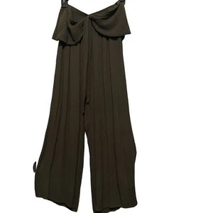 Stillwater Olive Green Gauzy Cotton Tie Front Cropped Pants Size XS - Picture 1 of 17