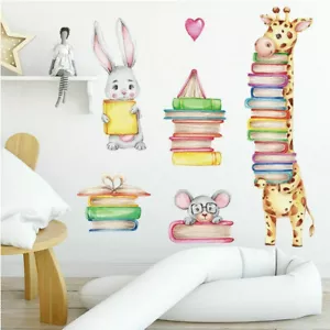 Cartoon Rabbit Giraffe Wall Stickers Kids Room Baby Nursery Wallpaper Home Decor - Picture 1 of 7