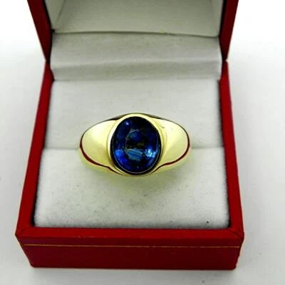 AAAA Kyanit Top Qualität 10x8mm 3,38 Karat schwerer 18K Gelbgold HERREN Ring - Bild 1 von 4