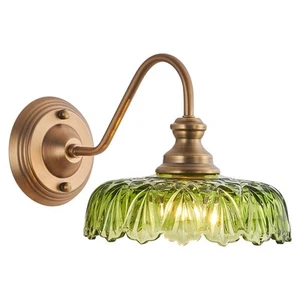 Modern Wall Scone Bedside Wall Lamp Green Glass Bedroom Light Fixtures in Doo... - Picture 1 of 8