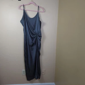 Skims hoher Schlitz Stretch Seide Slipper Gunmetal Größe 4X - Bild 1 von 9